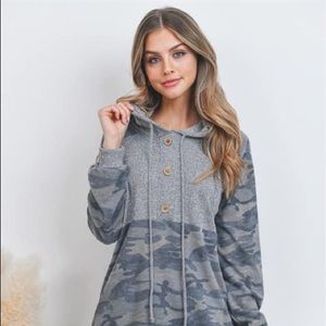 New Junior's Plus Size Cute Boutique Olive Sage camo hoodie